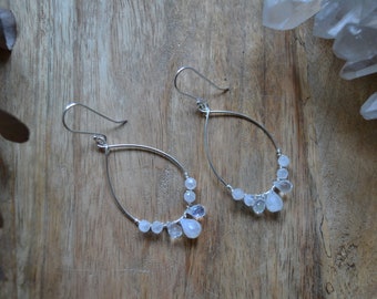 Moonstone DAPHNE - handmade, real silver earrings, moonstone jewelry, moonstone earrings, fairy jewelry, silver earrings, moon silverwork