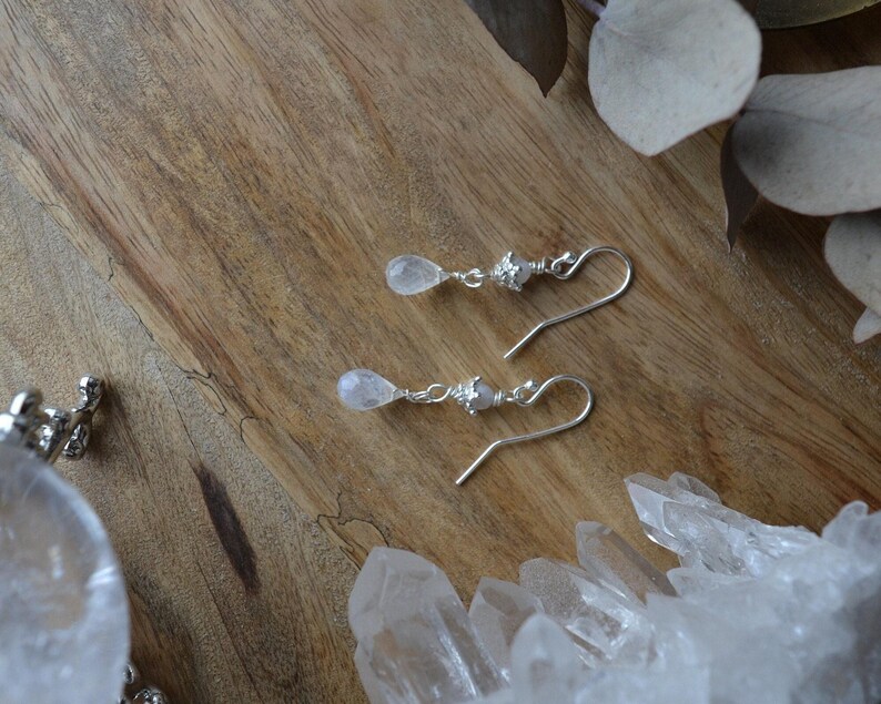 CELESTIA . handmade . sterling silver earrings . moonstone earrings . sterling silver jewelry . moonstone jewelry . elf jewelry . wood elf . magical image 4