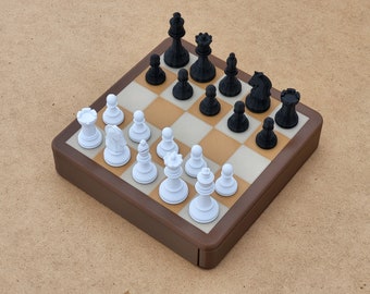 Chess - 5x5 Minichess set. Chess variant with a small boardand fewer pieces. Magnetic travel set.