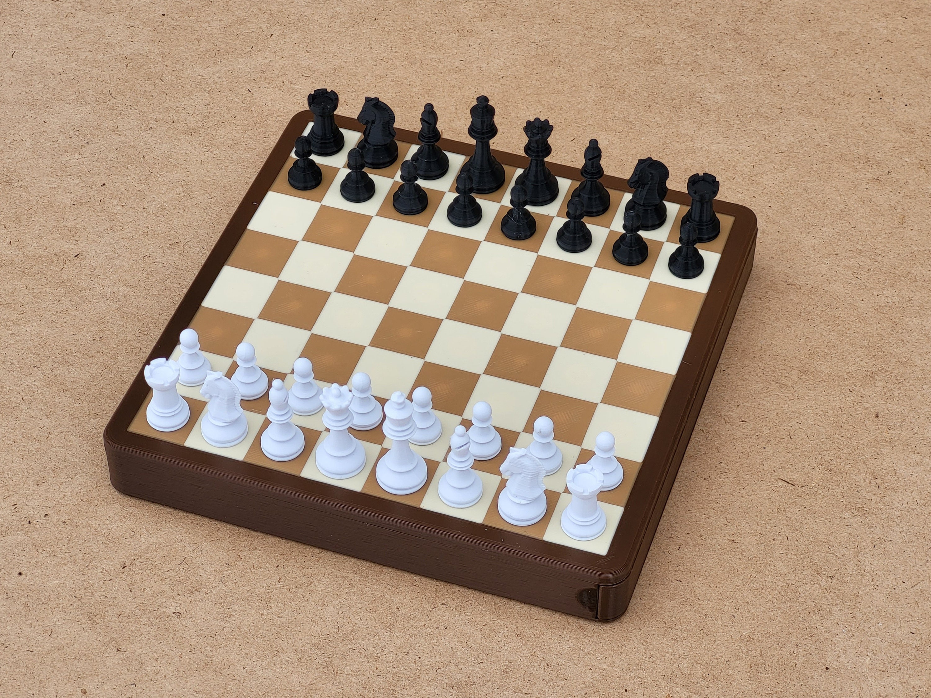 Close-up of Square Off automated chess board, which uses magnets