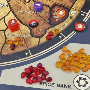 Dune Board Game Spice Token Gems 100x orange 50x red