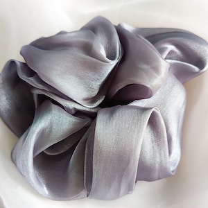 Large Organza Scrunchies | Soft  | Fluffy| Hair Tie| Gift For Her | Gray, fashion ponytail accessories, Christmas holiday gift, oversized