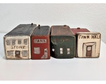 Wolf Creek Woodworking Beaman Iowa Vintage 4 Buildings Bank Townhall Hotel Store
