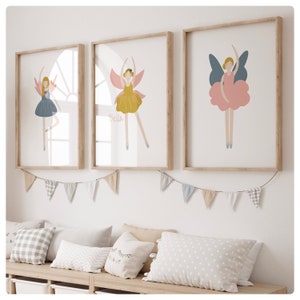 Set of 3 cute girly personalised  ballerina prints, dance quote, childrens bedroom, playroom, baby nursery, boho, pink, dance,