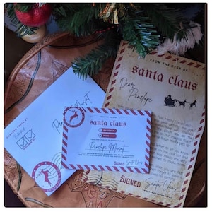 Carta de Papá Noel, personalizada, perfecta para niños, mágica, Navidad, festiva, Papá Noel, caja de Nochebuena, bonito certificado de lista