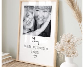 Nanny, Nanna, mummy, mum, Nan definition print, personalised with photo. Birthday, , personalised gifts, Mother’s Day gift, present