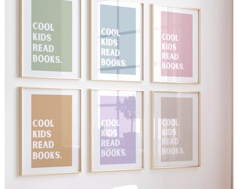 Cool kids read books quote print, boys or girls, baby nursery, childrens bedroom, playroom, kids, colourful, powerful, kindness, boho