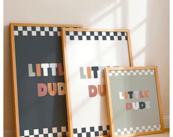 Little dude, quote print, boys bedroom, playroom, nursery, toddler, baby, lightening, cool, blue, boho, green, white