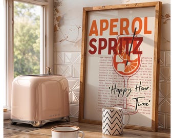 Cocktail, Aperol Spritz Zitat bunter Druck, Küche, Haus, Haus, Eingangshalle Druck, Boho