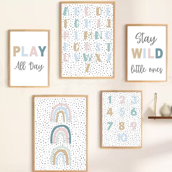 playroom prints, children’s, boho, bedroom, nursery, educational, quote, rainbow prints, available as a set or Mix & Match