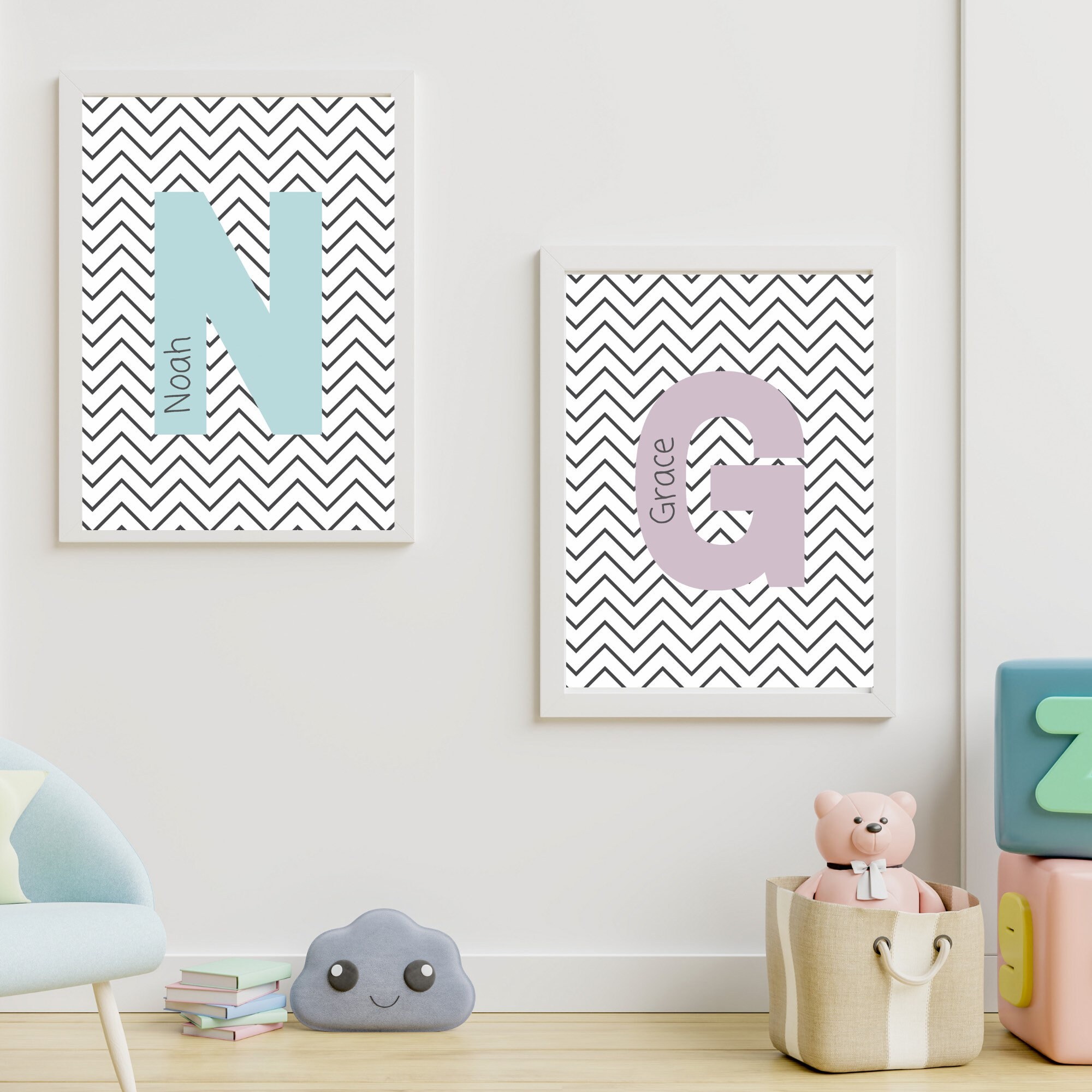 Personalised zig zag print childrens bedroom baby nursery Etsy