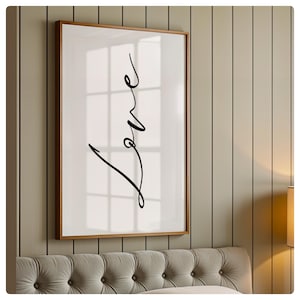 LOVE  minimalistic print, hallway, home, house, entrance hall print, black and white, quote