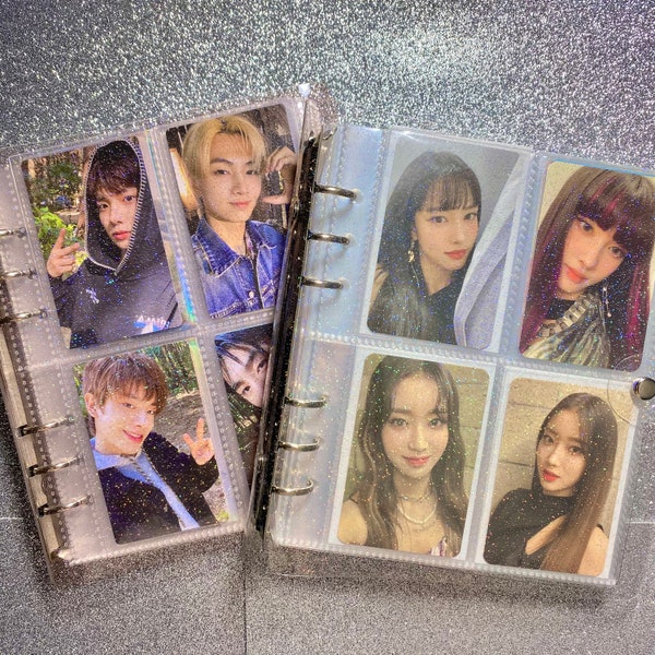 Kpop Photocard Binder Collect Book Album 4 Pocket Glitter Style (Perfect for BTS, Stray Kids, Blackpink, nct, itzy, Enhypen)