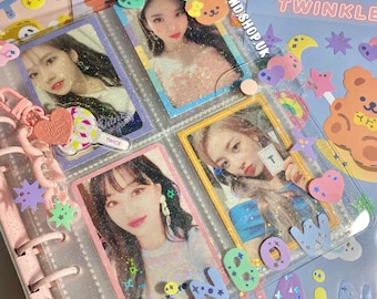 Kpop Photocard Binder Collect Book Album 4 Pocket Glitter Pastel Style(Perfect for BTS,Stray Kids, Blackpink, nct, itzy, Enhypen)