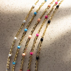 10K SOLID GOLD PERMANENT Emaille Perlenkette Zoll 1,3 mm. Nicht anlaufen. Brautjungfer Geschenk. Länge nach Kundenwunsch für Permanentschmuck. Grosshandel
