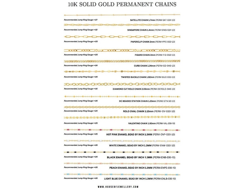 10K SOLID GOLD PERMANENT Paperclip Chain by Inch 2mm. Non Tarnish ...