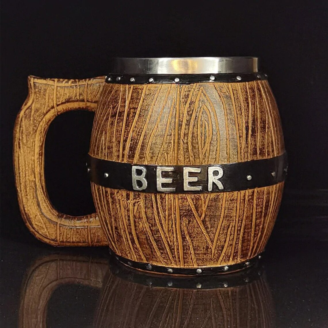 580ml Oak Barrel Style Beer Mug Simulation Wooden Barrel Beer Etsy