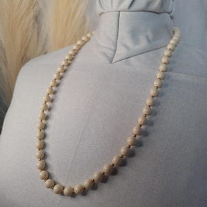Vintage Monet Necklace Long Off White Cream Color Beads Gold-Tone Clasp Classy