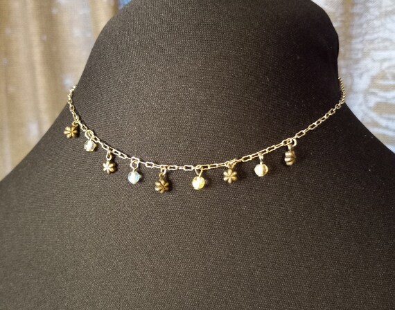 Vintage Express Choker Silver Tone Chain Flower C… - image 8