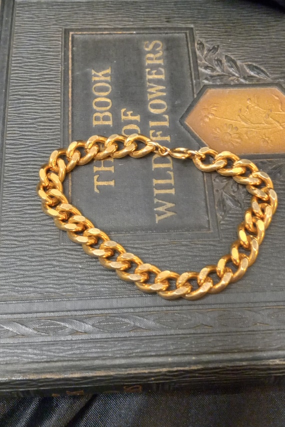 Vintage Gold-Tone Chain Bracelet Thick Chunky Cuba