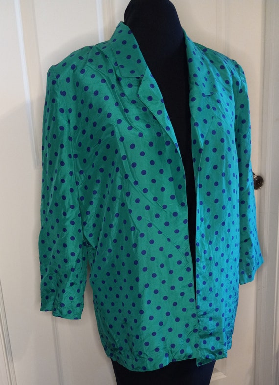 Vintage 100% Silk Shirt Jessica Ltd. Polkadot sz 1