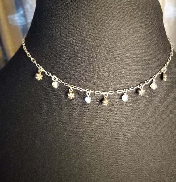 Vintage Express Choker Silver Tone Chain Flower C… - image 9