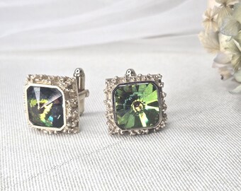 Vintage Dante Cufflinks Watermelon Crystal Gold-Tone Used Mens Accessories 70s