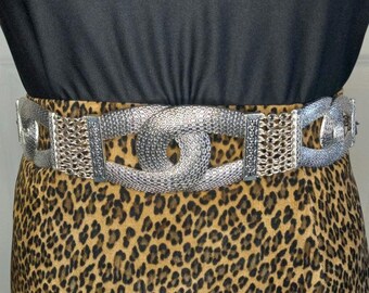 Chicos Hammered Silvertone Link Belt - Etsy display picture 1