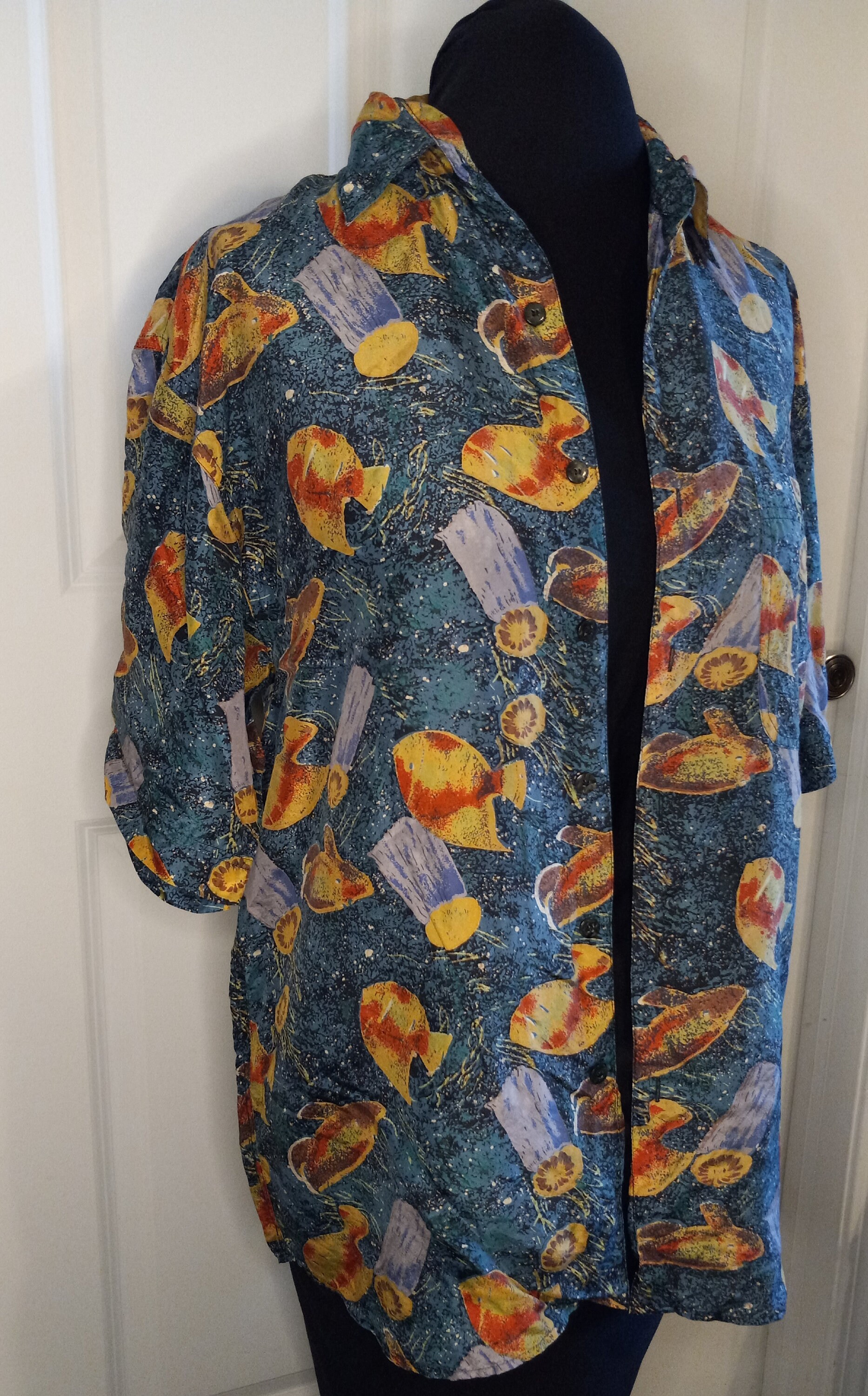 Vintage 100% Silk Shirt Short Sleeve Button up Summa Silk