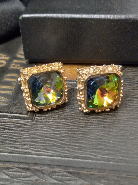 Vintage Dante Cufflinks Watermelon Crystal Gold-To