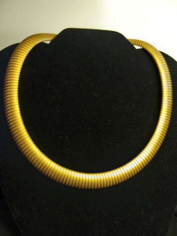 Vintage Choker Gold Tone Metal Collar Necklace Cos