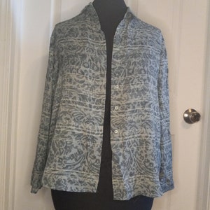 Vintage 100% Silk Blouse Jones New York Size 16 Button Up Long Sleeve b13