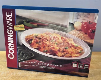 Vtg CorningWare Casual Elegance White Flora 14 Inch Oval Platter 1996 New In Box