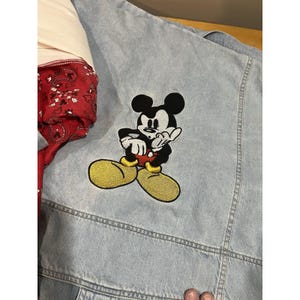 Funda nórdica vaquera de Mickey Mouse de VTG Disney Store, fundas de almohada bordadas tamaño queen, falda imagen 2