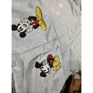 Funda nórdica vaquera de Mickey Mouse de VTG Disney Store, fundas de almohada bordadas tamaño queen, falda imagen 15