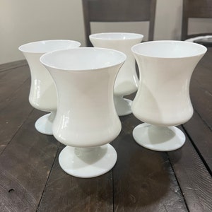 Old Morgantown Glass Solid White Patriot Goblet Glass Set Of 4 West Virginia