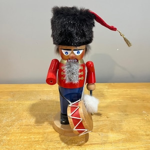 Steinbach Nutcracker Drummer Soldier Handmade Germany Vtg Red Wood Missing Hand