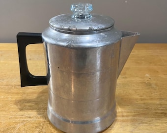Vtg Comet Aluminum 9 Cup Coffee Percolator Stovetop Pot MCM Made in USA