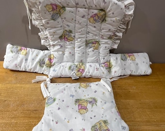 Vtg 1998 Disney Classic Pooh High Chair Cover Set Red Calliope Cottagecore 2pc