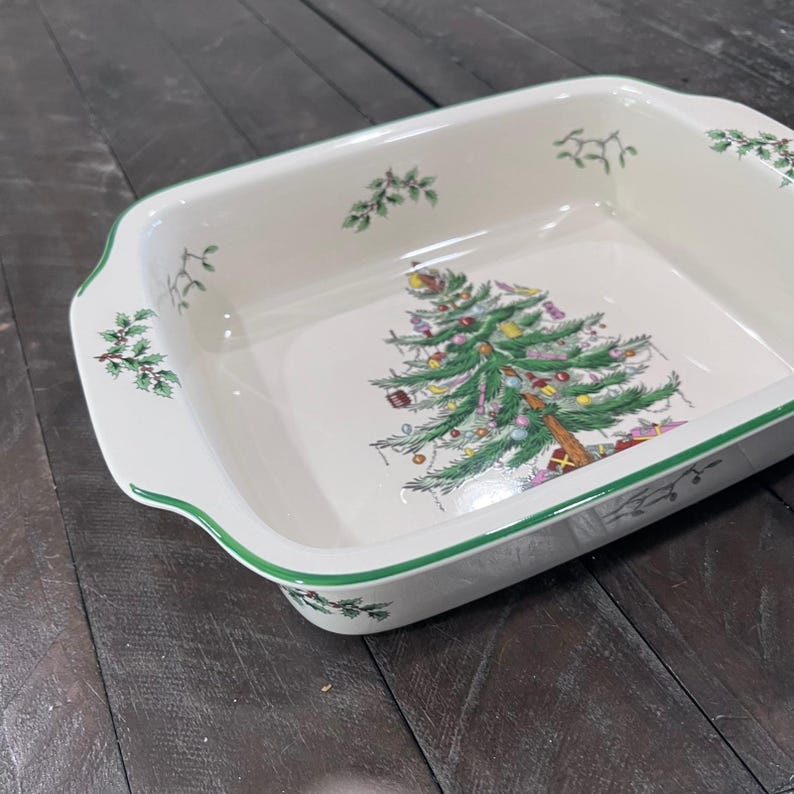 Spode Christmas Tree Rectangular Handled Baking Dish 12x9.5 Casserole Baker image 4