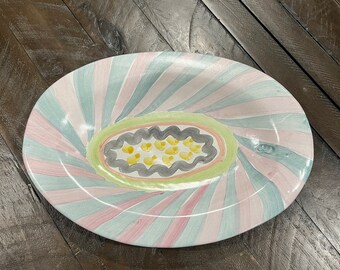 Vintage MacKenzie-Childs Victoria Richard Oval Platter 12 1/2 x 9 Retired 1995