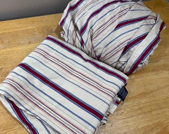 Chaps Home Casablanca Queen Sheet Set Flat & Fitted Multi Stripe Cotton Cream
