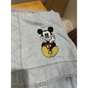 Funda nórdica vaquera de Mickey Mouse de VTG Disney Store, fundas de almohada bordadas tamaño queen, falda imagen 3