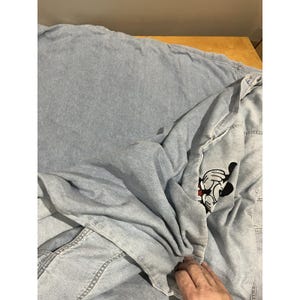 Funda nórdica vaquera de Mickey Mouse de VTG Disney Store, fundas de almohada bordadas tamaño queen, falda imagen 14