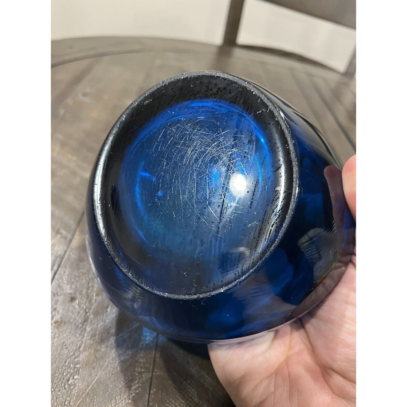 Vintage Mid Century Modern Viking Glass Orb Ashtray Cobalt Vintage Mid Century Modern Viking Glass Orb Ashtray Cobalt