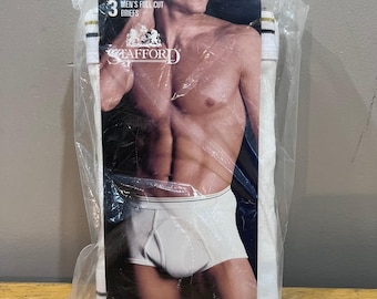 Stafford Mens Full Cut Briefs 3 Pack White 100% Combed Cotton Vintage Size 36 L