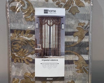 NWT JCPenney Home Darien Imperial Valance 85x32 Silver Gold Damask Traditional