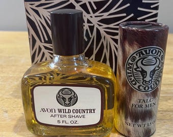 Vtg Avon Wild Country Mens Fragrance Duo After Shave 5oz Talc 1.5oz Western