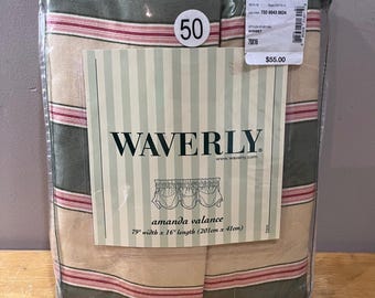 Vtg Waverly Amanda Valance Melrose Stripe Sorbet Green Red 79x16 Lined New