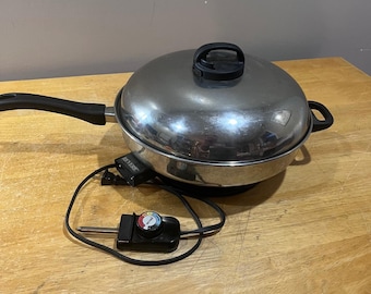 Vtg Revere Ware 490 Electric Skillet 12" Stainless Steel Domed Lid MCM Kitchen